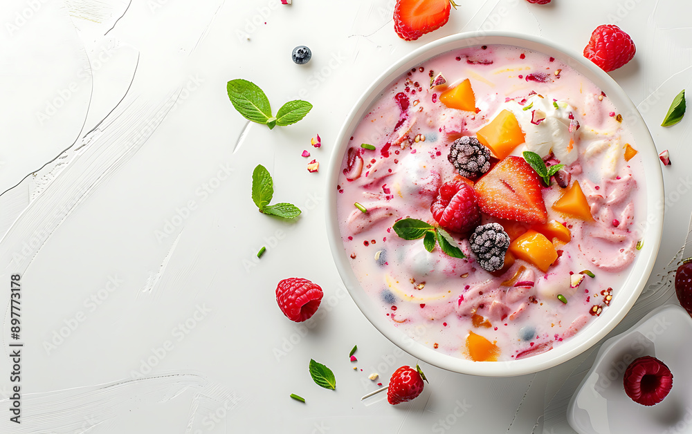 Plate of tasty Falooda with on white background. Plate of tasty Falooda with on white background.
