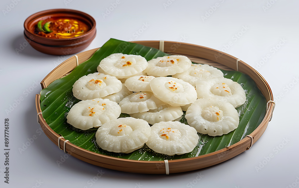 Plate of tasty Idiyappam with on white background. Plate of tasty Idiyappam with on white background.