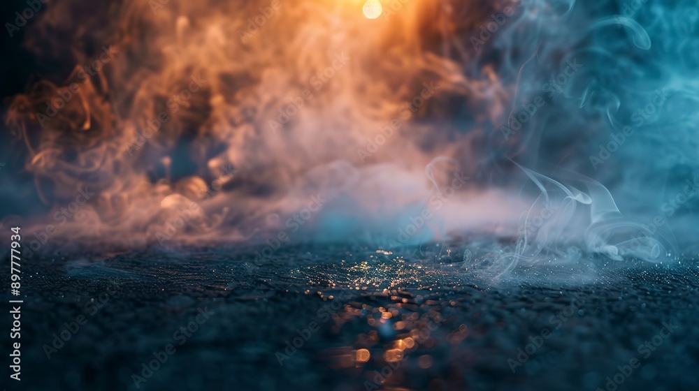 smoke on cement floor with defocused fog in halloween abstract background smoke on cement floor with defocused fog in halloween abstract background