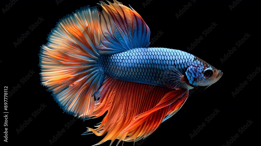 betta fish with flowing tail swims in the underwater world betta fish with flowing tail swims in the underwater world