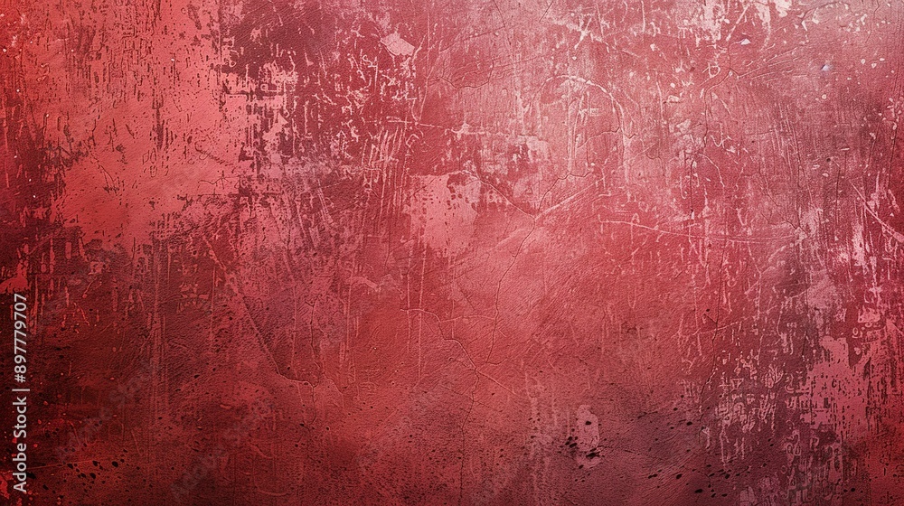Obraz premium Red trendy grainy grunge background dirty scarlet burgundy cement textured noise wall Vintage wide long backdrop design web banner