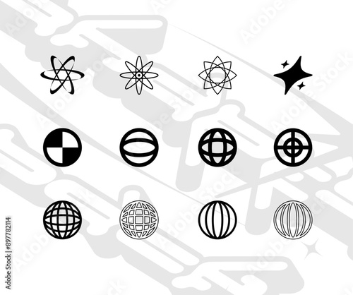 Vector set of different black sparkles icons. Collection of star sparkles symbol. Design on white background.