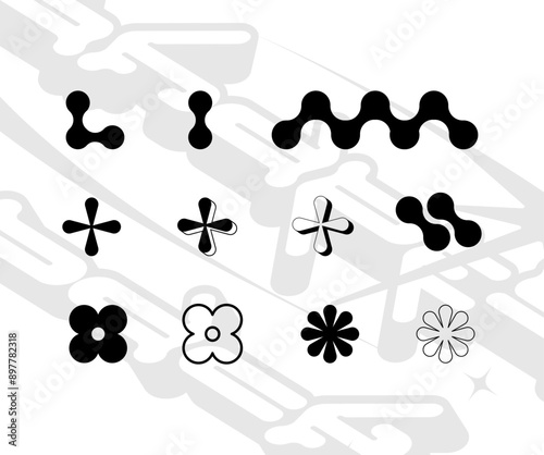 Vector set of different black sparkles icons. Collection of star sparkles symbol. Design on white background.