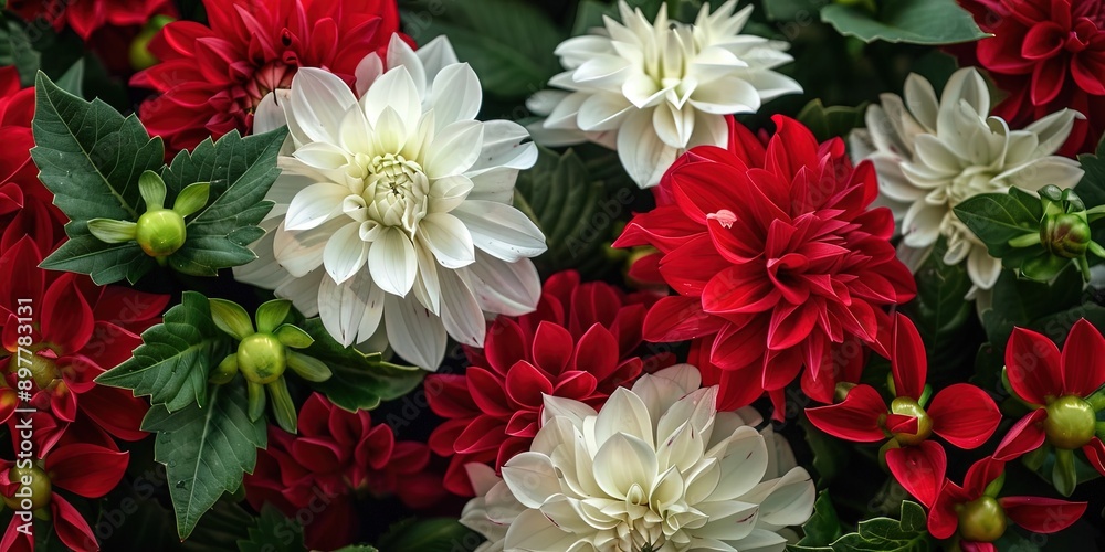 red, white, and green flowers red, white, and green flowers
