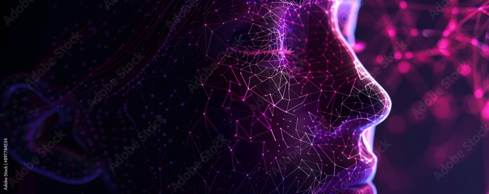 Artificial intelligence in humanoid head with neural network thinks. AI with Digital Brain is learning processing big data, analysis information. Face of cyber mind. Technology background concept Artificial intelligence in humanoid head with neural network thinks. AI with Digital Brain is learning processing big data, analysis information. Face of cyber mind. Technology background concept
