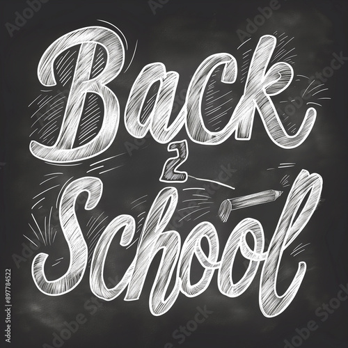 Back to School Chalkboard Sign with Handwritten Message, Ready for New Academic Year and Learning Opportunities. photo