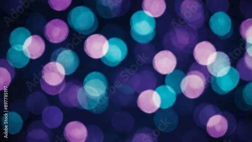 A blurry background of vibrant, out-of-focus purple and teal bokeh lights against a dark backdrop