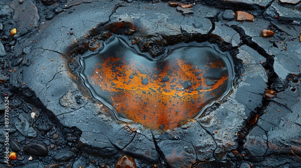 Find an abstract shape in a puddle of water