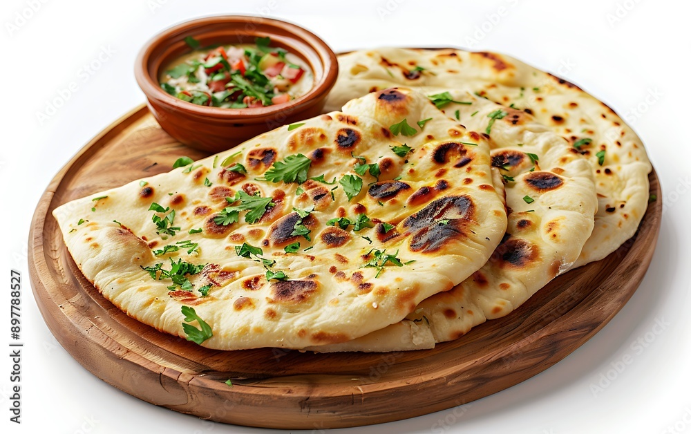 Plate of tasty Naan with on white background. Plate of tasty Naan with on white background.