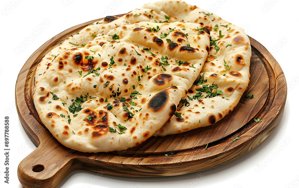 Plate of tasty Naan with on white background. Plate of tasty Naan with on white background.