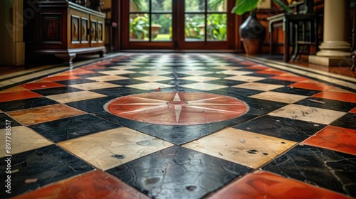 Obraz na płótnie Find an interesting pattern in a tiled floor w salonie