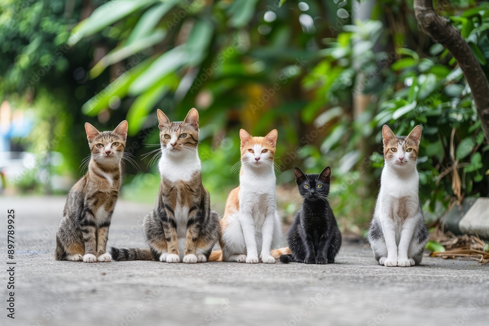5 different kinds of cat is taking selfish and with funny pose
