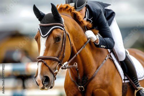 Action-packed equestrian sport showcasing rider and horse in motion during a competitive event.
