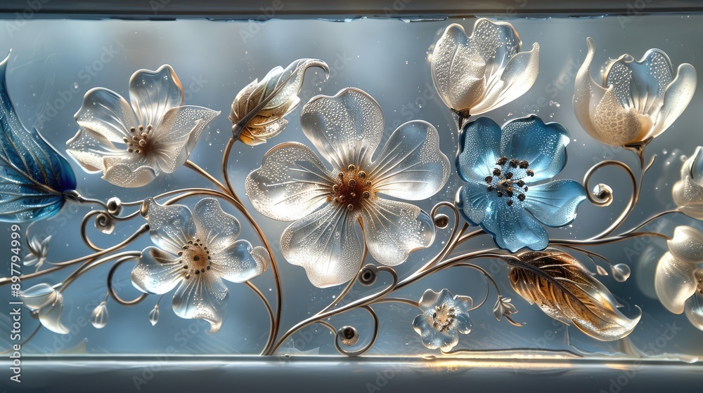 Intricate patterns of frost on a window