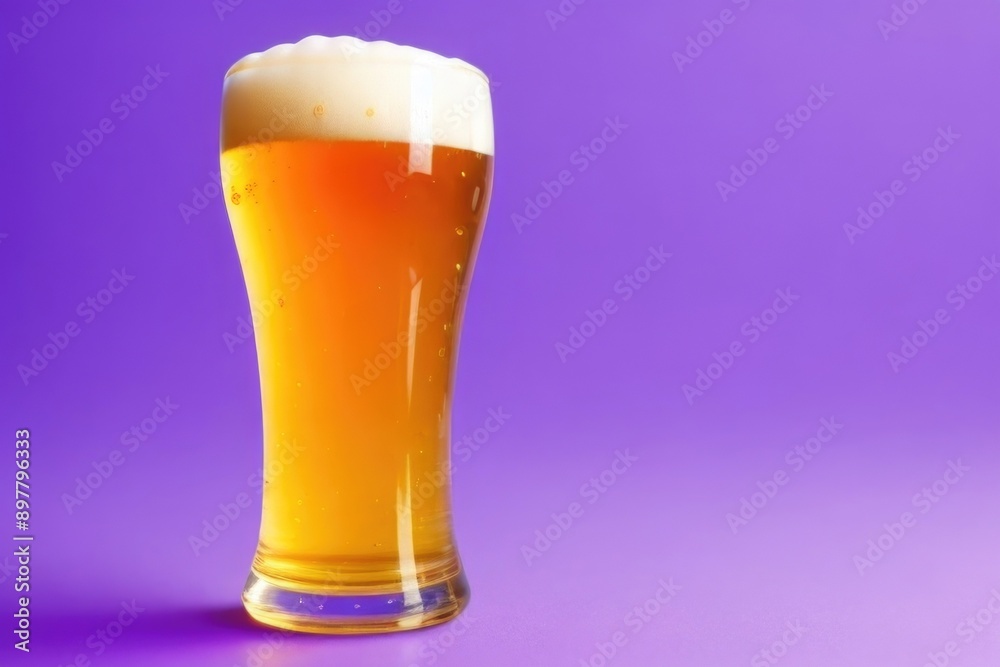 Beer in transparent glass on a color background Beer in transparent glass on a color background