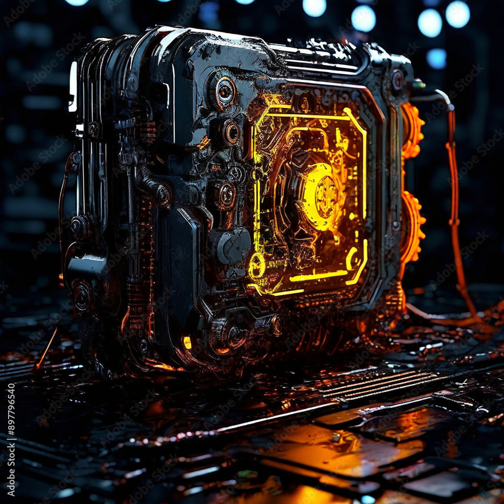 Fototapeta premium Red,Yellow, and Black Tech