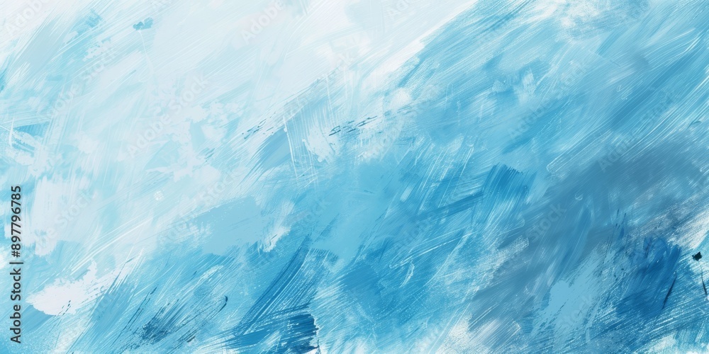 Obraz premium Abstract art with expressive blue brushstrokes, capturing a modern and calming aesthetic, ideal for any use.