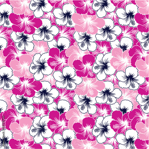 Hawaiian hibiscus flowers intersect pattern
