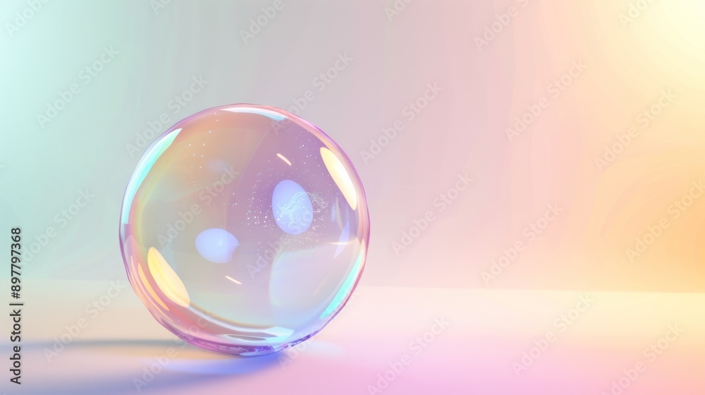 A Single Bubble On Pastel Background A Single Bubble On Pastel Background