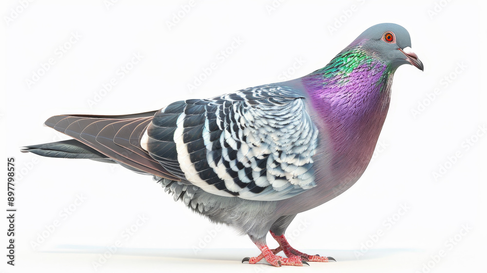 Colorful urban pigeon, a common bird found in cities, displaying a variety of plumage colors Colorful urban pigeon, a common bird found in cities, displaying a variety of plumage colors