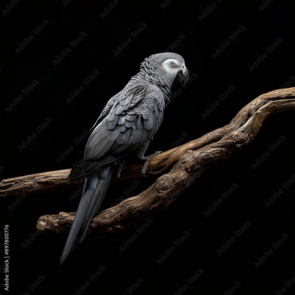Obraz premium african grey parrot on a branch.