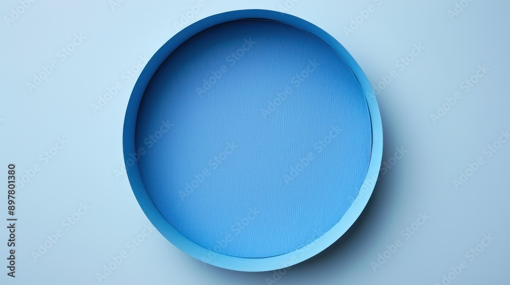 Minimal Blue Circle Paper Background - Top View Flat Lay Minimal Blue Circle Paper Background - Top View Flat Lay