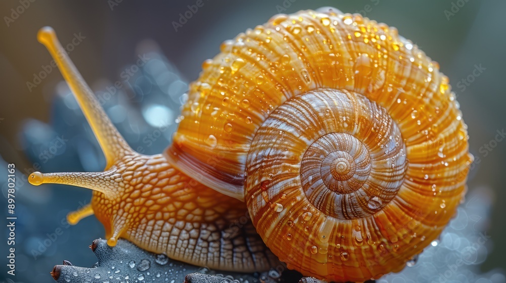Macro shot of a snail's shell showing its spiral pattern