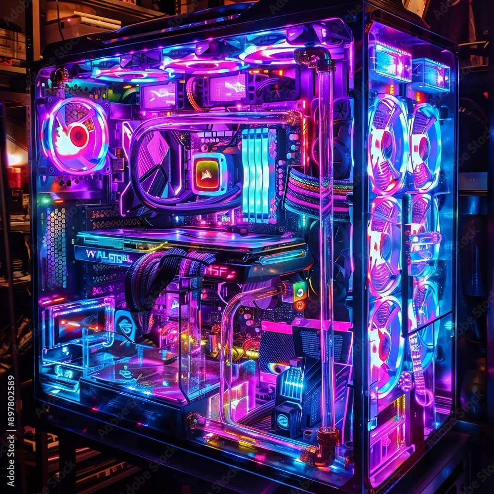 Very nice Custom Cyberpunk Neon usPC Very nice Custom Cyberpunk Neon usPC