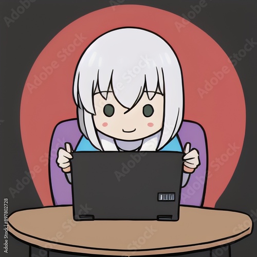 Old woman lady on laptop, yelling at the phone, enjoying the internet, older person, edna, Vector art,