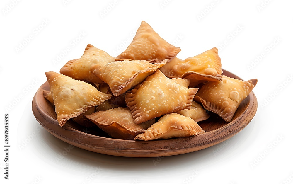 Board and plate of tasty Samosa with on white background. Board and plate of tasty Samosa with on white background.