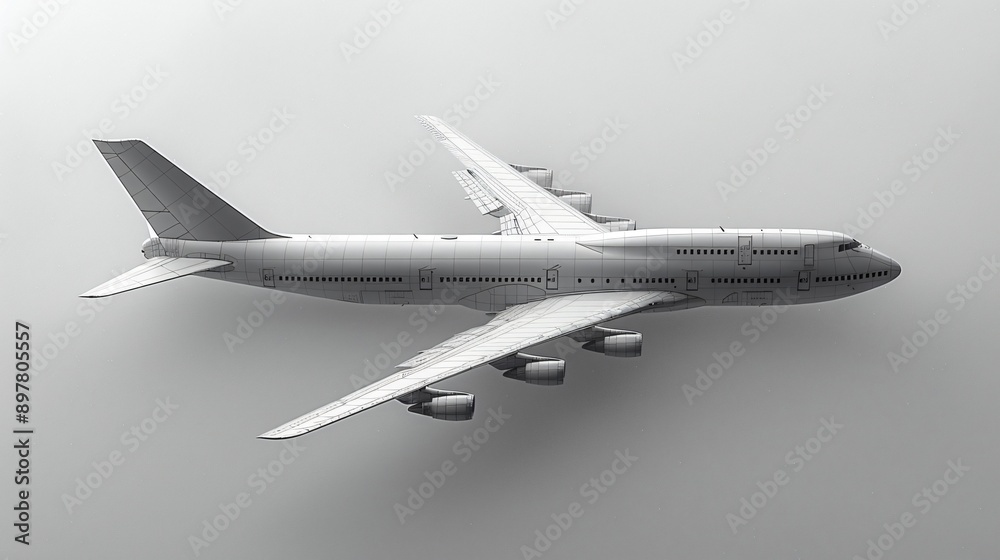 3D airplane in flight on a white background 3D airplane in flight on a white background