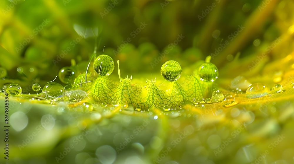 Extreme Macro of Superhydrophobic Lotus Leaf Surface with Spherical Water Droplets Extreme Macro of Superhydrophobic Lotus Leaf Surface with Spherical Water Droplets