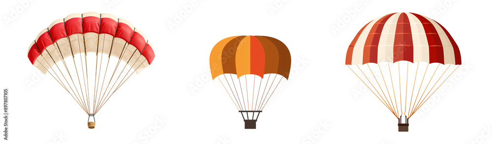 Obraz premium Parachute Set in Various Colors and Designs