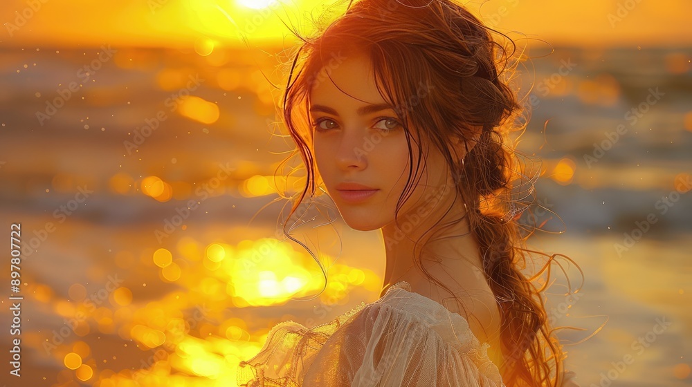 Ocean-side portrait with evening glow