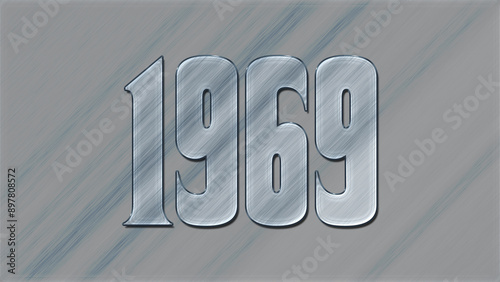 3D Glass effect number design of 1969, glassy background.