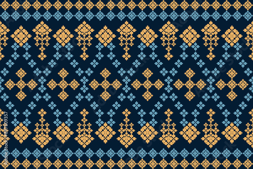 Geometric Pattern Traditional Tribal Style, Pixel Embroidery,Geometric Pattern. Beautiful Background Pattern,Fabric Pattern For Clothes ,Dress,Carpet,Curtain,Sarong,Sari, Scarf,Batik,wallpaper,border.