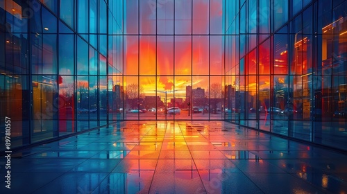 Obraz na płótnie Photograph a reflection in a glass window w salonie