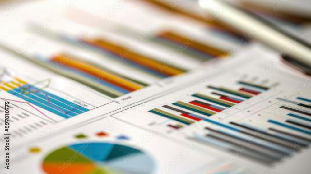 Businessman in a corporate setting carefully examining financial charts and data to achieve success