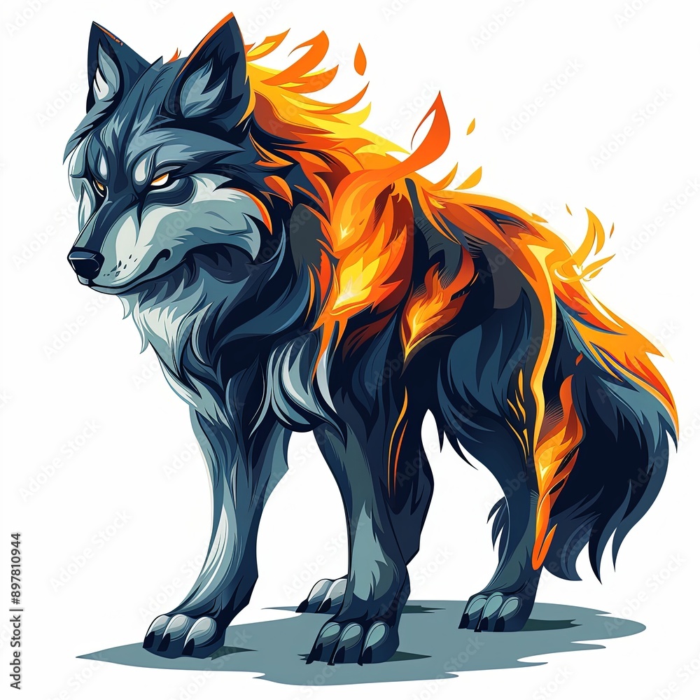 Fototapeta premium Fiery Wolf with Blazing Fur