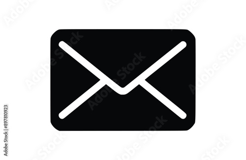 Inbox black icon isolated on white background. Vector illustration.