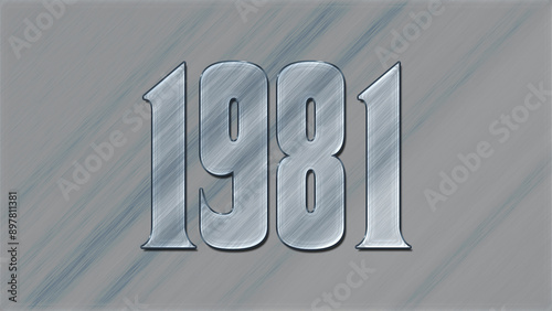 3D Glass effect number design of 1981, glassy background.