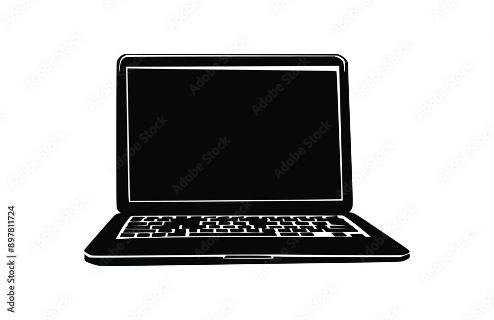 Laptop black icon isolated on white background. Vector illustration. Laptop black icon isolated on white background. Vector illustration.