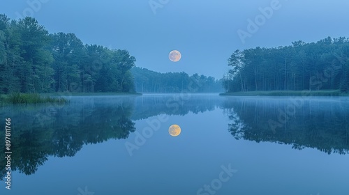 Obraz na płótnie Photograph a reflection of the moon on a calm lake. w salonie