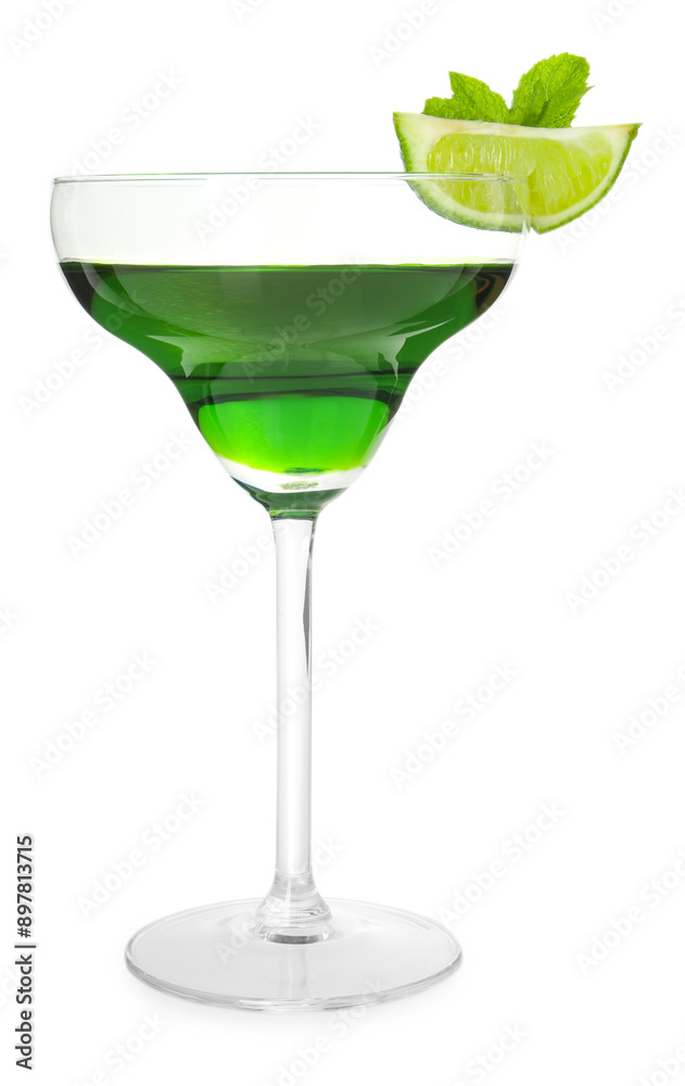 Refreshing cocktail in glass isolated on white Refreshing cocktail in glass isolated on white