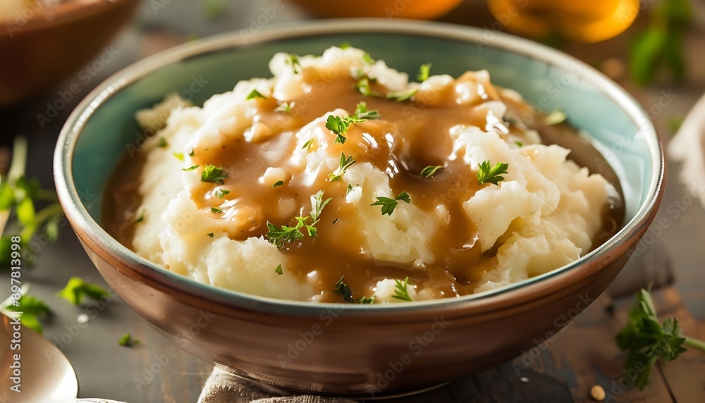 Mashed Potatoes with Garlic and Rosemary in a Bowl Mashed Potatoes with Garlic and Rosemary in a Bowl