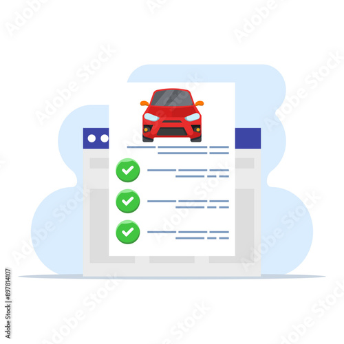 Detailed documents of online car sales registration inspection history, digital legal inspection expertise deal reports approved and rejected on the internet, purchase or rental claims.