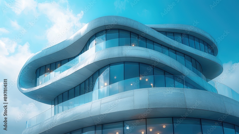 Photograph the lines and curves of a modern building