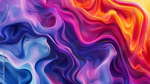 Abstract background with vibrant, flowing, colorful liquid swirls. Photo perfect for backgrounds, branding, and design.