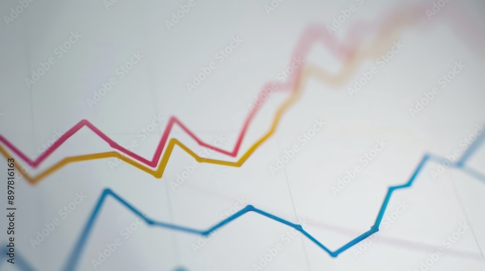 Dynamic graph indicating upward growth trends set against a backdrop of blue, white, yellow, and red, symbolizing business and financial success Dynamic graph indicating upward growth trends set against a backdrop of blue, white, yellow, and red, symbolizing business and financial success