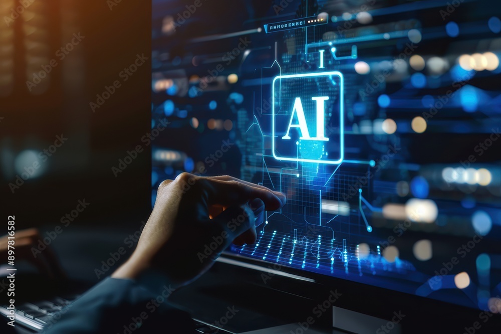 Artificial Intelligent: AI icons on the screen Artificial Intelligent: AI icons on the screen